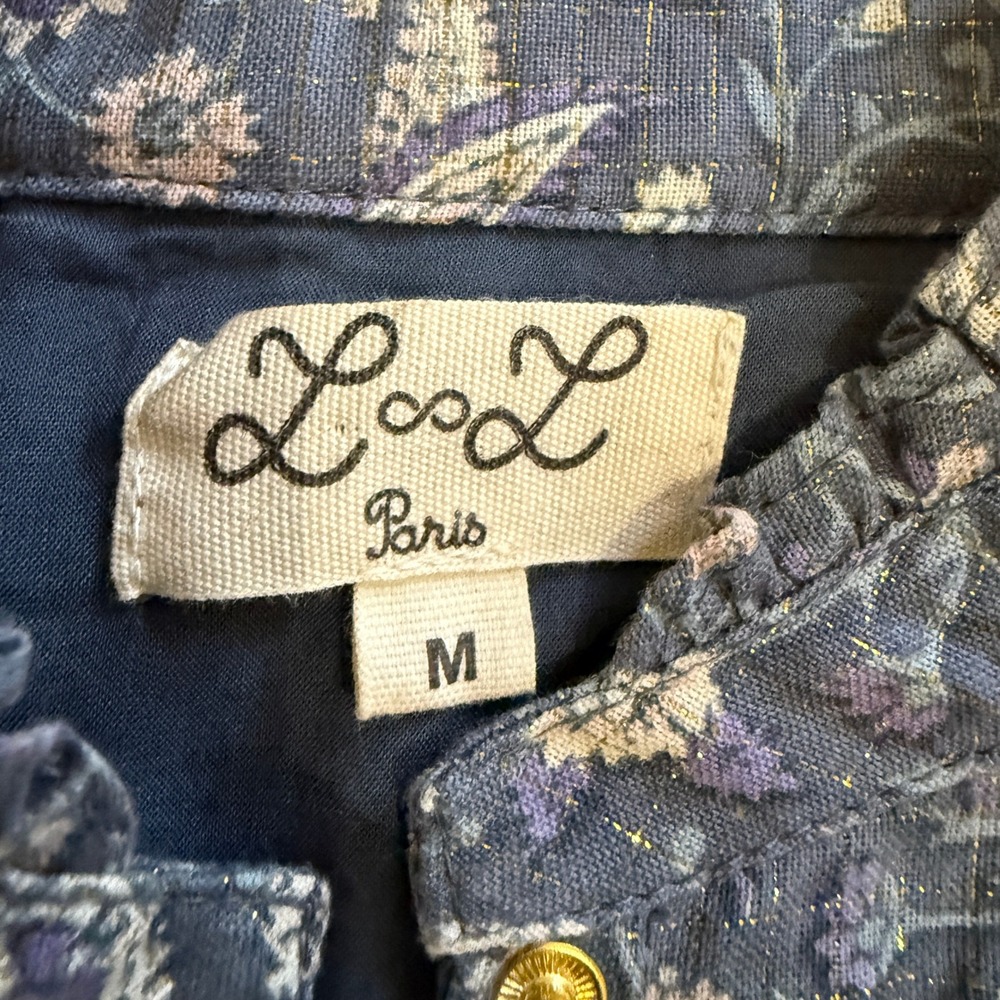 Louis Louise Paris Blue Floral Paisley Maxi‎ Dress Medium French Prairie Peasant - Picture 10 of 11